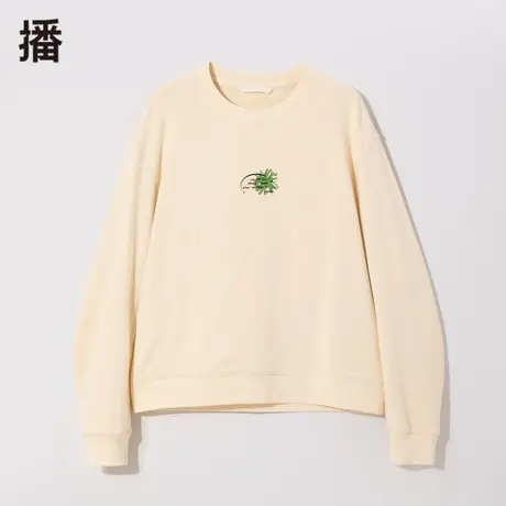 播圆领卫衣女2023秋季新品通勤简约休闲时尚纯色印花宽松套头上衣商品大图