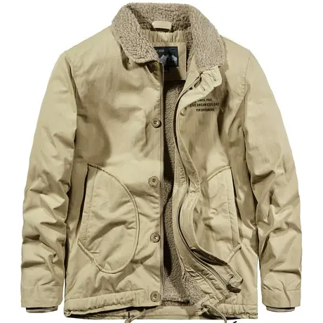 VIP冬季工装外套男翻领仿羊羔毛加绒加厚棉衣大码宽松纯棉夹克潮商品大图