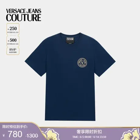【季末优惠】VERSACE JEANS COUTURE 字母T恤时尚休闲圆领短袖商品大图