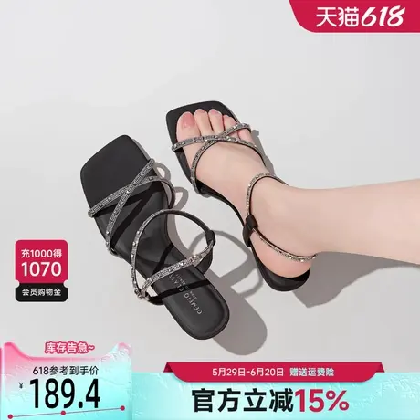 戈美其高跟凉鞋女2025夏季新款甜美法式一字带气质细跟时尚空鞋商品大图