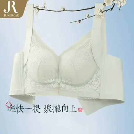 六月玫瑰国风性感蕾丝内衣无钢圈小胸聚拢显大上托收副乳文胸商品大图