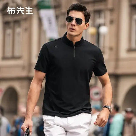 MrBu布先生运动立领纯色T恤2025春夏机能风字母速干短袖男AT16076商品大图