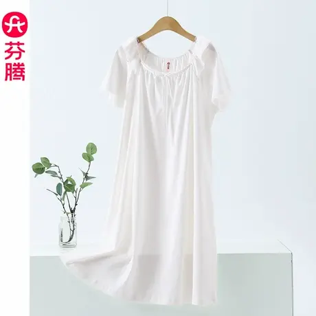 芬腾睡裙女夏季纯棉短袖睡衣少女2025新款公主风性感连衣裙子夏款商品大图