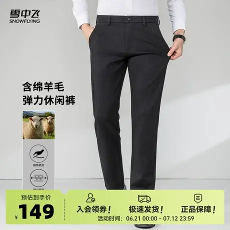 雪中飞2025夏新款男士直筒休闲裤细腻羊毛宽松舒适商务时尚百搭商品大图