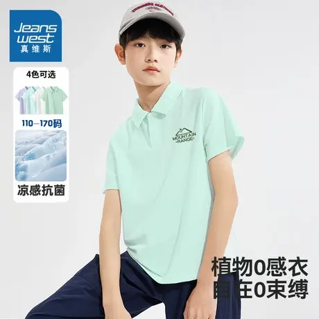 真维斯童装儿童短袖t恤2025新款夏季速干上衣凉感Polo衫男童体恤商品大图