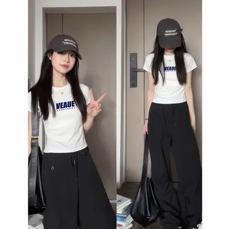 正肩短袖t恤女2025夏季新款修身显瘦白色内搭chic韩系超好看上衣商品大图