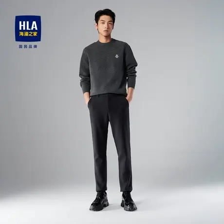 【加绒】HLA/海澜之家23暖绒内里休闲裤一条过冬中腰直筒裤子男商品大图