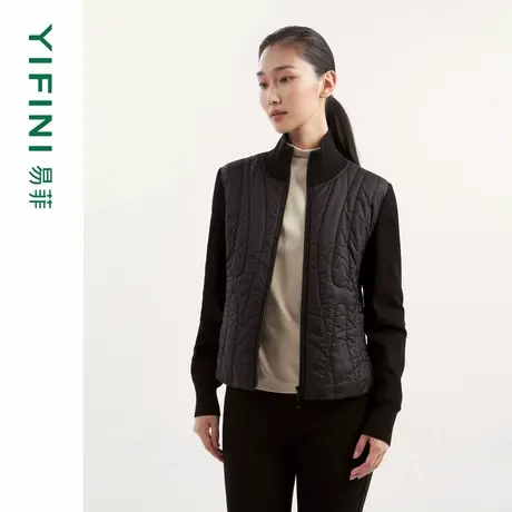 [专柜同款]Yifini/易菲简约时尚修身短款棉服轻薄款外套棉衣上衣商品大图