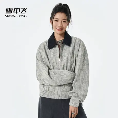 雪中飞2025新款高街复古印花夹克女士美式时尚休闲宽松潮流外套秋图片