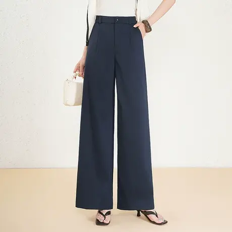 休闲西装阔腿裤女2025年新款夏季高腰宽松显瘦垂感百搭直筒长裤子商品大图