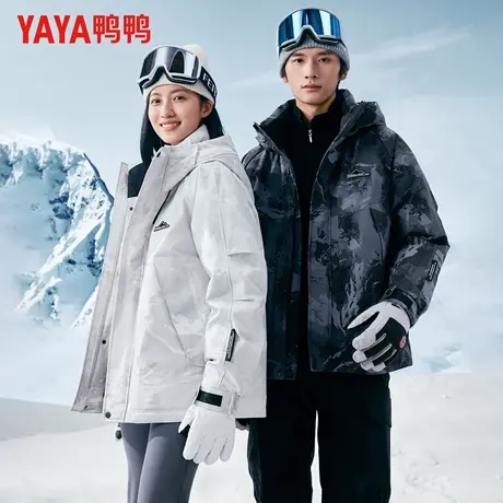 鸭鸭户外工装羽绒服男2025冬季新款时尚潮流加厚连帽男女同款外套商品大图