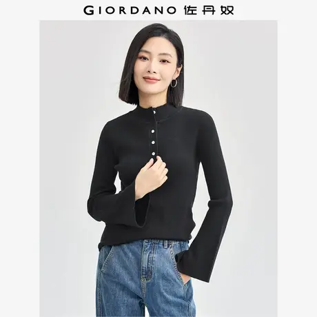 佐丹奴针织衫女装宽袖口半开筒小高领毛织套头针织衫 13354693商品大图