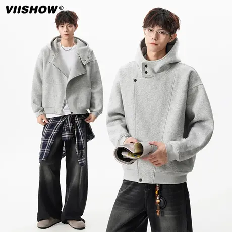 VIISHOW美式重磅空气层连帽卫衣男潮牌秋季潮牌宽松百搭休闲外套商品大图