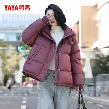 鸭鸭羽绒服女士2024冬季反季短款连帽百搭保暖90绒上衣休闲外套YZ商品大图