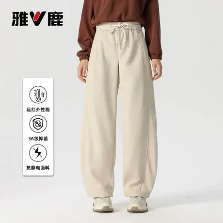 雅鹿男女款阔腿裤休闲卫裤时尚运动长裤时尚宽松直筒松紧腰长裤商品大图