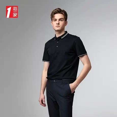 海一家沉稳休闲翻领短袖2023夏季新款品质有型中年男士POLO衫图片