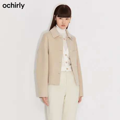 ochirly欧时力秋冬秋冬配胸针纯羊毛双面呢保暖外套女1NZ3343290商品大图
