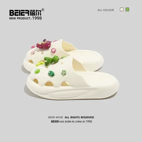 蓓尔包头半拖鞋女外穿2023年新款夏防滑洞洞鞋可爱厚底沙滩凉拖鞋商品大图