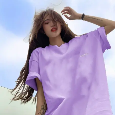 2023年春夏季新款纯色女装设计感小众上衣服宽松白色短袖t恤ins潮图片