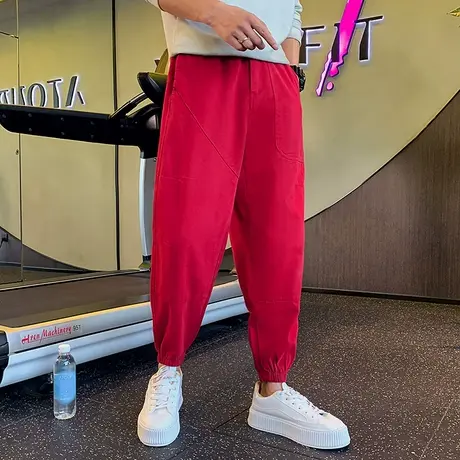 休闲裤男款2023个性潮牌纯色宽松束脚休闲裤网红运动哈伦裤卫裤图片