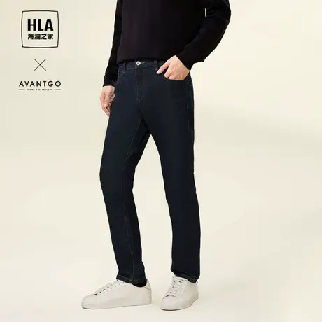HLA/海澜之家轻商务经典牛仔裤2023秋季新款舒适五袋款长裤子男士图片