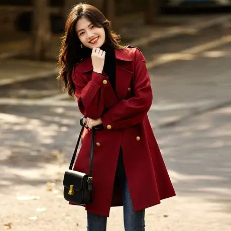 时尚气质淑女2023秋季新款女中长款温柔气质百搭高级感风衣外套商品大图