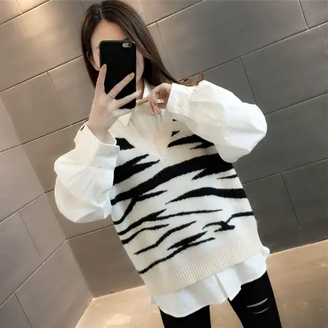 2023年V领套头无袖针织背心女内搭韩版宽松春款马甲女毛衣图片