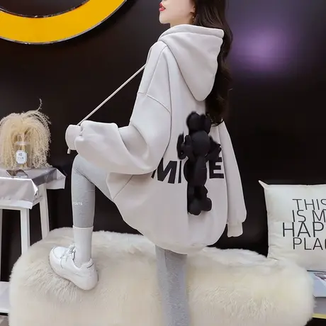 设计感连帽卫衣外套女2024新款早春季爆款洋气减龄宽松设计感上衣商品大图