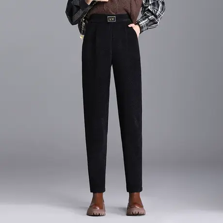 时尚小脚裤女秋冬厚款金貂绒裤子2023新款松紧高腰显瘦休闲哈伦裤商品大图