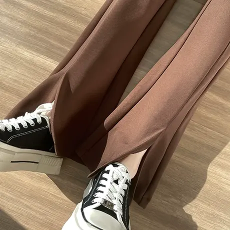 开叉微喇裤女2023早秋新款高级感马蹄裤高腰垂感修身显瘦休闲裤子商品大图