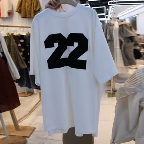 大码纯棉白色T恤女宽松短袖纯棉体恤中长款女装2024夏装新款上衣商品大图