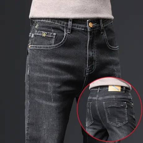 春秋款黑色牛仔长裤子男士修身小脚休闲男裤2024年新款秋冬款冬季商品大图