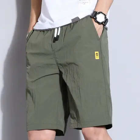 男士夏季薄款冰丝五分宽松紧腰系带休闲短裤子男裤2024年新款潮牌商品大图