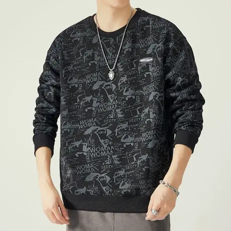 春秋款男生多巴胺潮牌圆领卫衣春季男士痞帅气长袖上衣服春天男装商品大图