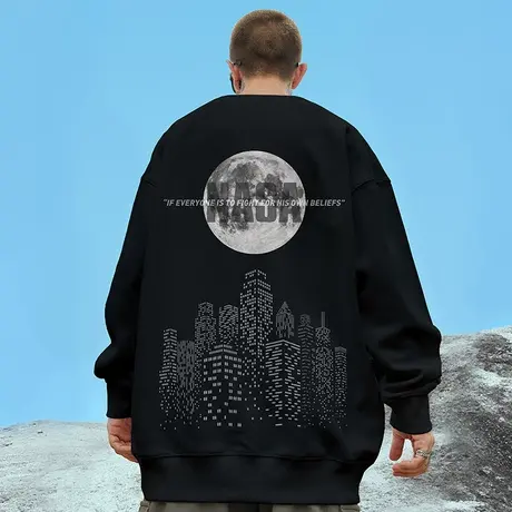 oversize无帽联名nasa胖子宽松加绒加肥加大卫衣男2024纯棉春秋季图片