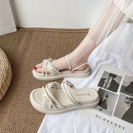 凉鞋女2024年新款夏季两穿仙女风平底鞋学生罗马鞋ins潮凉拖鞋子商品大图