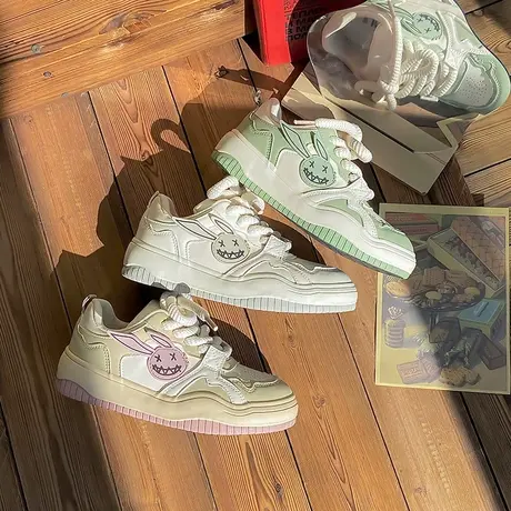 2023夏季新款小众原创设计潮牌鞋子兔耳朵休闲舒适板鞋女生潮板鞋商品大图