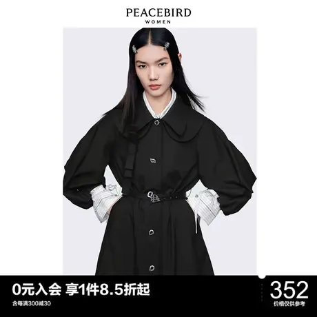 太平鸟气质流行春秋年新款优雅泡泡袖风衣A1BEC1659图片
