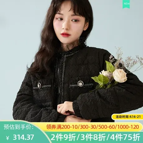 2022冬装新款轻薄保暖宽松立领白鸭绒黑色羽绒服2A576图片