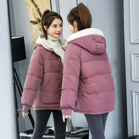 羽绒棉服女短款2023冬装新款韩版ins面包服棉袄宽松加厚棉衣外套商品大图