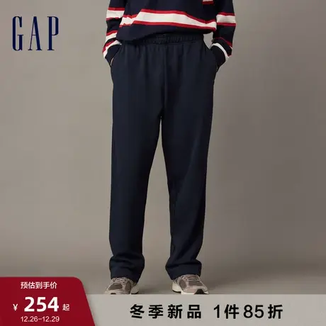 【断码优惠】Gap男装春秋LOGO水洗棉宽松运动卫裤直筒裤841224图片