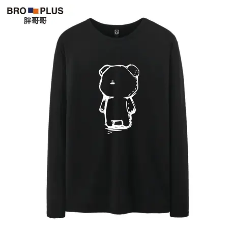 胖哥哥大码长袖T恤男秋装加肥加大圆领宽松打底衫潮加肥加大胖子图片
