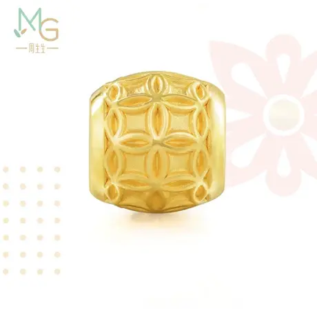 周生生足金Charme黄金手链女串珠饰品铜钱转运珠86339C图片
