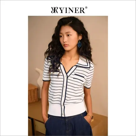 YINER音儿女装夏季轻甜优雅短袖针织衫时尚上衣商品大图