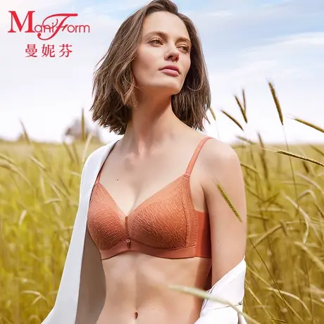 曼妮芬舒适无钢圈内衣性感蕾丝聚拢文胸女士无痕美背胸罩20812215商品大图