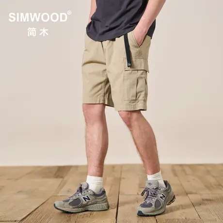 simwood简木男装【宽松版型】新款卡扣工装多袋五分休闲短裤男商品大图
