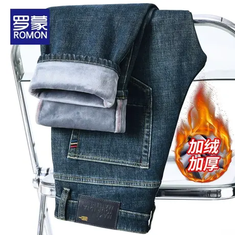 罗蒙加绒牛仔裤男士2023新款爆款秋冬加厚保暖冬季防寒休闲长裤子商品大图