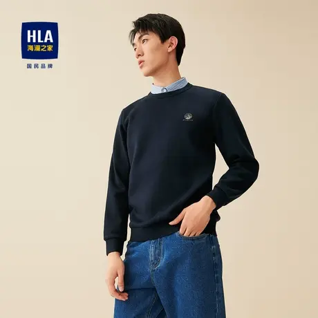 【一衣三穿】HLA/海澜之家可拆卸领保暖针织衫加绒胸前小标毛衣男商品大图