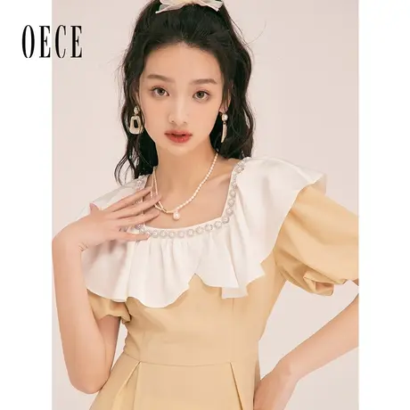 Oece法式甜美裙子2023春夏季新款女装高级感复古气质连衣裙中长款图片