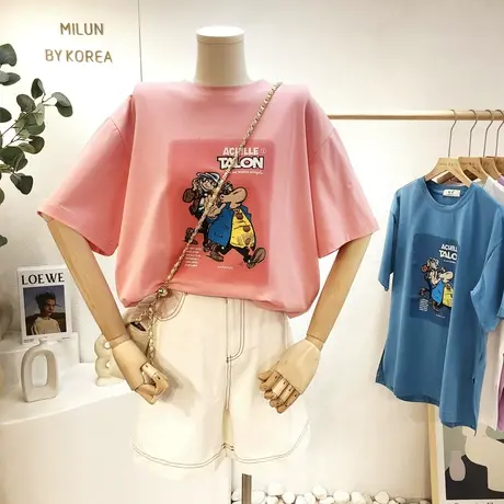 港风趣味搞怪短袖2021夏装新款韩国东大门ins小众设计感T恤宽松女商品大图